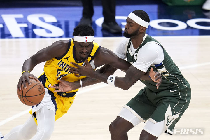 [인디애나=AP/뉴시스] NBA 인디애나 페이서스의 파스칼 시아캄. 2024. 5. 2.