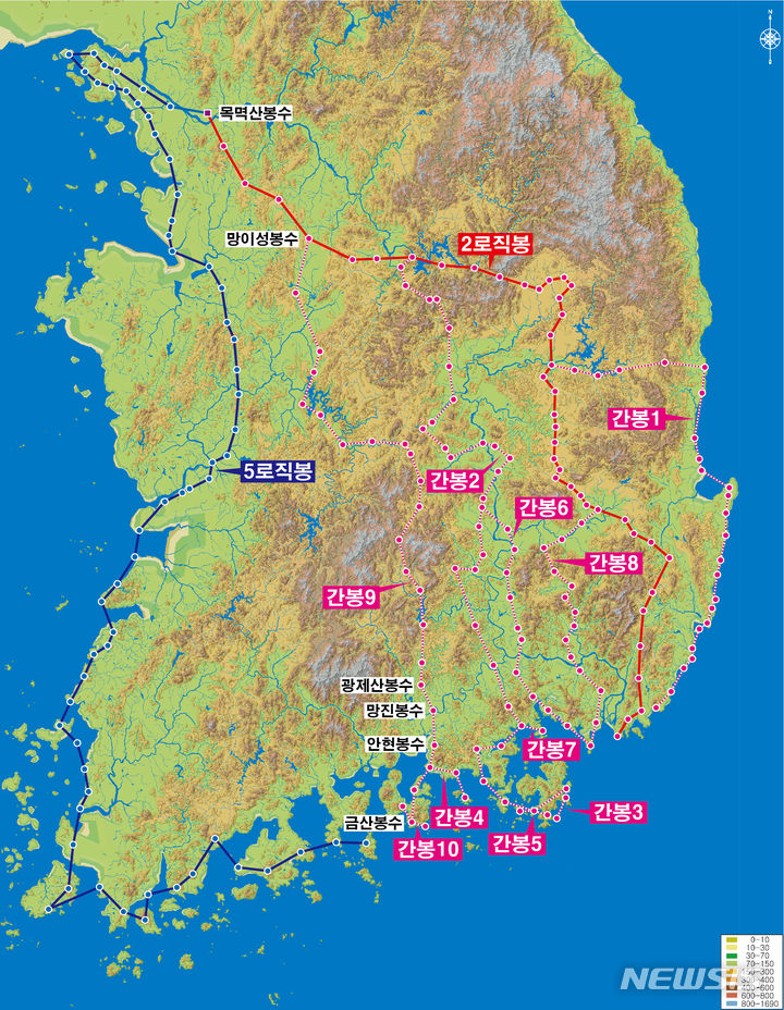 [창원=뉴시스] 조선시대 봉수 노선