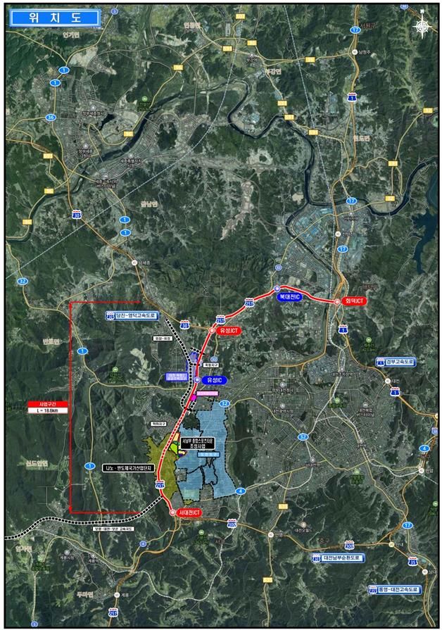 [대전=뉴시스]호남고속도로 대전통과 구간 확장사업 위치도. 2024. 05. 09 *재판매 및 DB 금지