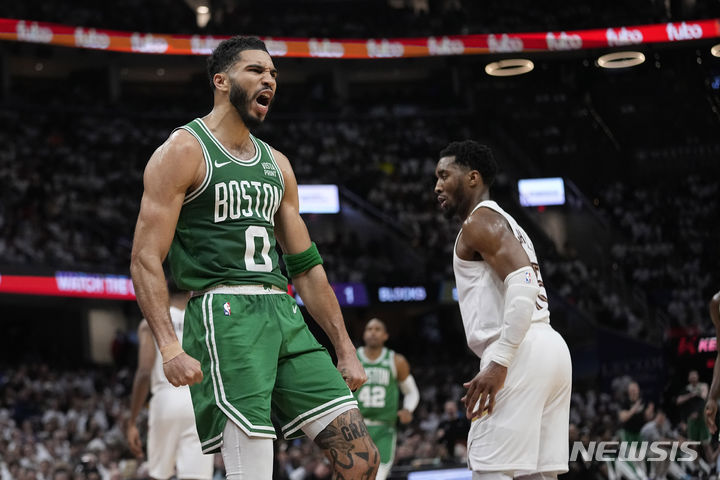 [클리블랜드=AP/뉴시스] NBA 보스턴 셀틱스 제이슨 테이텀. 2024. 5. 11.