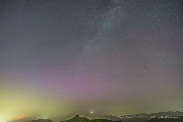 지난 12일 강원도 화천에서 용인어린이천문대 소속 천문가인 심형섭 씨가 촬영한 오로라의 모습. (사진=천문연 제공) *재판매 및 DB 금지