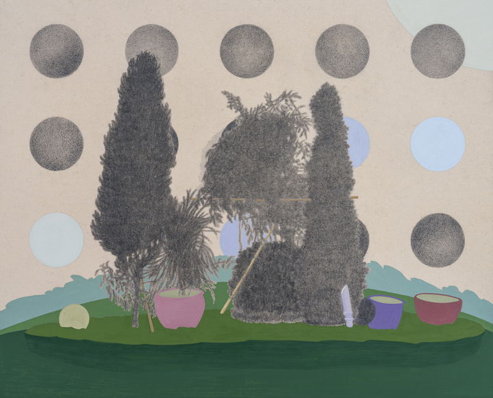 박상미, 사소한 정원_각자의 방식으로 지탱하고 있는, 32x41cm, 장지에 수묵 채색, 2024 *재판매 및 DB 금지