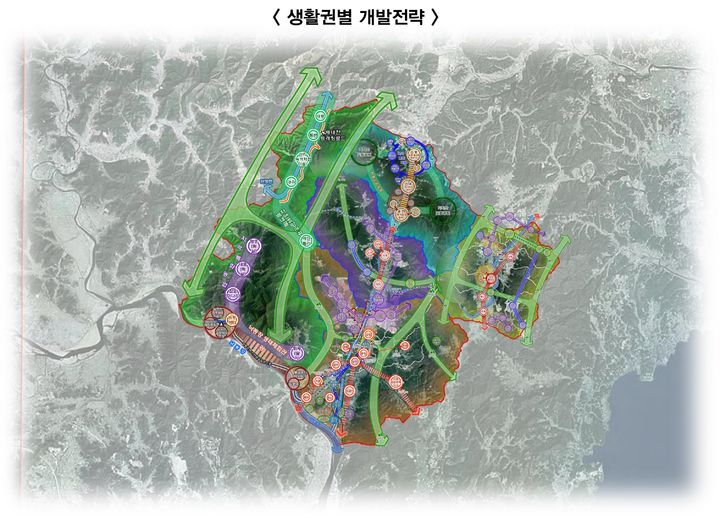 [양산=뉴시스] 생활권별 개발전략도. (사진=양산시 제공) 2024.05.14. photo@newsis.com *재판매 및 DB 금지