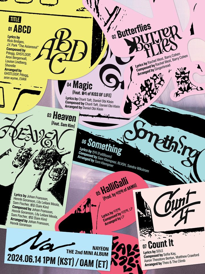 [서울=뉴시스] 트와이스 나연 미니 2집 트랙리스트. (사진=JYP엔터테인먼트 제공) 2024.05.16. photo@newsis.com *재판매 및 DB 금지