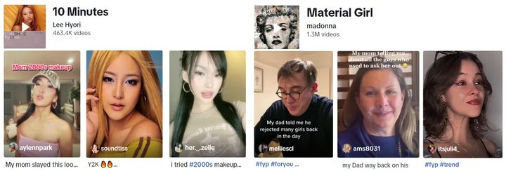 [서울=뉴시스]17일 틱톡에 따르면 지난 4월 한 달 동안 '2000년대 메이크업'(2000s make up) 해시태그를 포함한 영상들은 46만개를 웃돌았다. (사진=틱톡 측 제공) 2024.05.17. photo@newsis.com *재판매 및 DB 금지