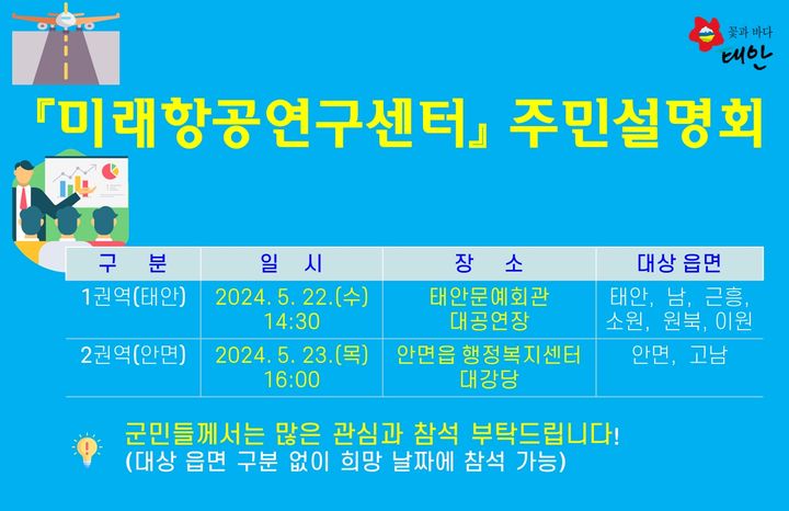 [태안=뉴시스] 미래항공연구센터 주민설명회 홍보물. (사진=태안군 제공) 2024.05.17. *재판매 및 DB 금지