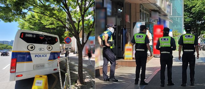 [수원=뉴시스] 박종대 기자 = 일명 '수원 발발이'로 알려져 있는 연쇄 성폭행범인 박병화(41)가 새롭게 이사를 온 경기 수원시 팔달구 일대에서 시민들의 불안감 해소와 치안 강화를 위해 17일 경찰 기동대 소속 경찰관들이 순찰활동을 벌이고 있다. 2024.05.17. pjd@newsis.com *재판매 및 DB 금지