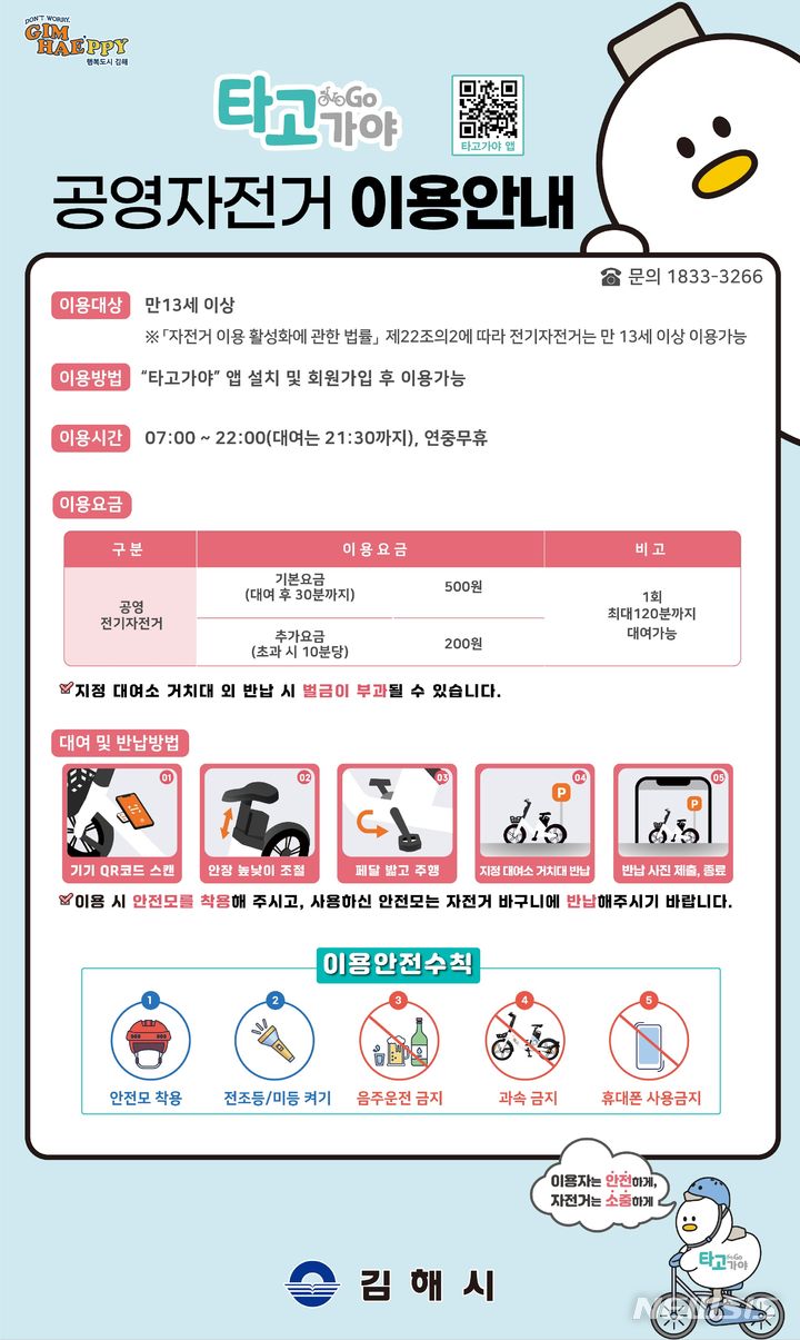 [김해=뉴시스]김해시 공영자전거 타고가야 운영 재개. 2024.05.20. (사진=김해시 제공). photo@newsis.com