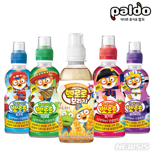 [서울=뉴시스] 귀여운 내친구 뽀로로 음료 5종. (사진= 팔도 제공)