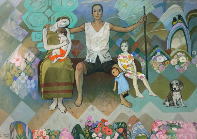 [광주=뉴시스] 고 정승주 작가의 '가족도'. (사진 = 전남대 제공). 2024.05.30. photo@newsis.com *재판매 및 DB 금지