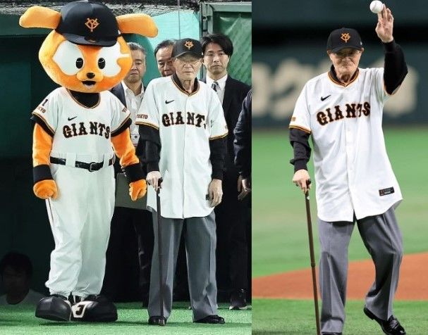 [서울=뉴시스] 재일교포 야구 레전드 장훈(일본명 하리모토 이사오)가 요미우리 자이언츠 창립 90주년 행사에 등장했다(사진= 일본 데일리스포츠 보도 갈무리) *재판매 및 DB 금지