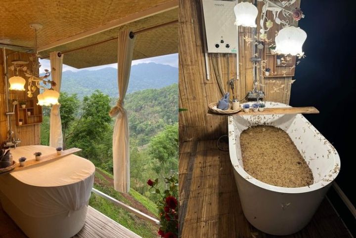 [서울=뉴시스] 태국 한 숙소의 노천탕에 벌레가 가득한 사진이 공개돼 온라인상에서 화제가 됐다(사진= 페이스북 갈무리) *재판매 및 DB 금지