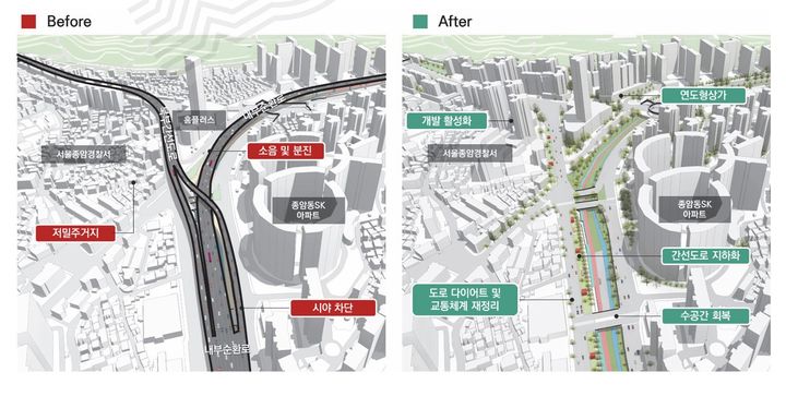 [서울=뉴시스]월곡역 일대 내부순환로 지하화 구상. 2024.05.31. (사진=서울연구원 제공) *재판매 및 DB 금지