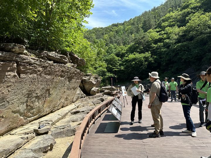 [서울=뉴시스] '반구천의 암각화' 국제기념물유적협의회( 현장실사  (사진=국가유산청 제공) 2024.06.03. photo@newsis.com *재판매 및 DB 금지