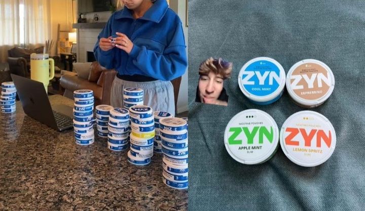 [서울=뉴시스] 잇몸으로 피는 담배 '진'을 사용하는 미국의 틱톡커들 (사진=틱톡 계정 danidarlenesoukup, topshelfgrind2 캡처) 2024.06.11. photo@newsis.com *재판매 및 DB 금지