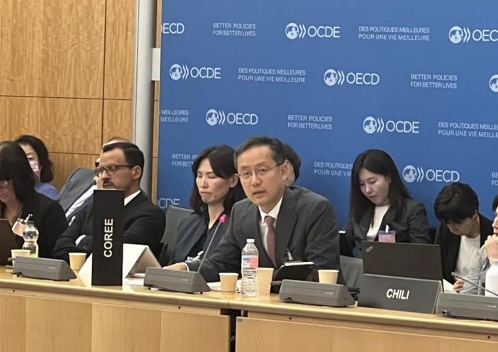 [세종=뉴시스] 사진은 경제협력개발기구(OECD) 통계정책위원회에 참석한 이형일 통계청장 모습. (사진=통계청 제공) *재판매 및 DB 금지