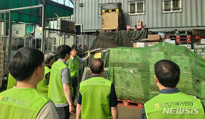 [세종=뉴시스]농협경제지주가 운영하는 농협가락공판장이 19일 공판장 직원, 중도매인, 하역노조원 등 20여명과 합동 환경정비 활동을 실시했다.(사진=농협 제공)