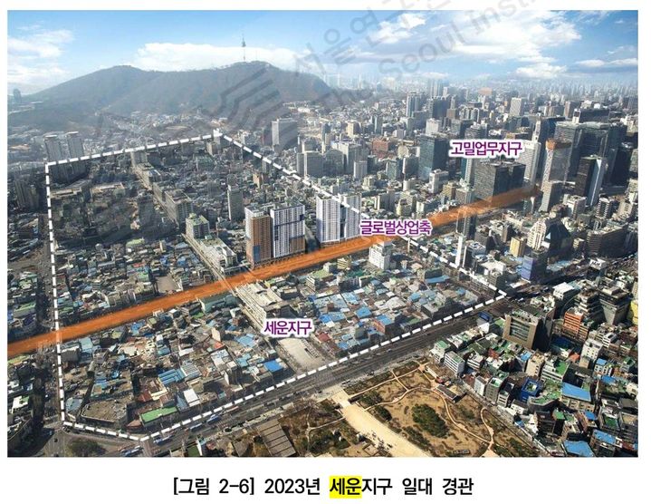 [서울=뉴시스]2023년 세운지구 일대 경관. 2024.06.20. (사진=서울연구원 제공) *재판매 및 DB 금지