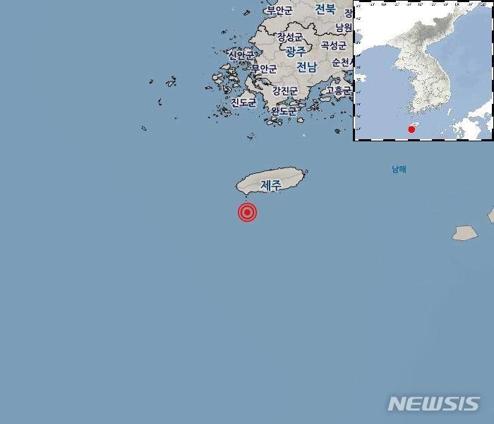 [제주=뉴시스] 22일 오후 제주 서귀포시 남서쪽 41㎞ 해역에서 규모 2.0 지진이 발생했다. 기상청은 관련 피해는 없을 것으로 예상했다. (사진=기상청 홈페이지 갈무리) 2024.06.22. photo@newsis.com