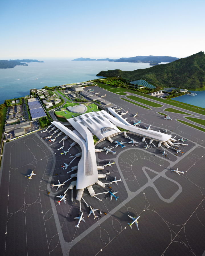 [서울=뉴시스] 가덕도신공항 여객터미널 후면 조감도. 2024.08.19. (사진=희림) photo@newsis.com  *재판매 및 DB 금지