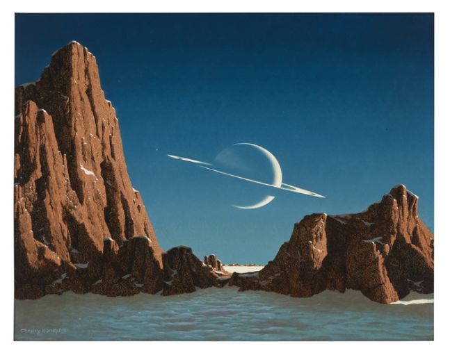 체슬리 본스텔(Chesley Bonestell)의 ‘타이탄에서 본 토성(Saturn as Seen from Titan)’ (추정가: $30,000 – 50,000-한화 약 4200만~7000만 원)&nbsp; *재판매 및 DB 금지