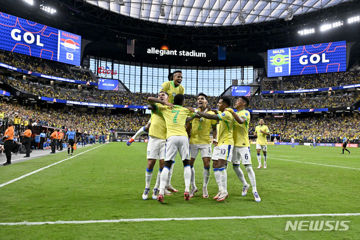[라스베이거스=AP/뉴시스]브라질, 코파아메리카서 첫 승리. 2024.06.28.