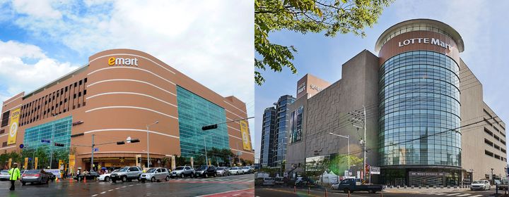 이마트와 롯데마트 점포 모습(사진=각 사 제공) *재판매 및 DB 금지