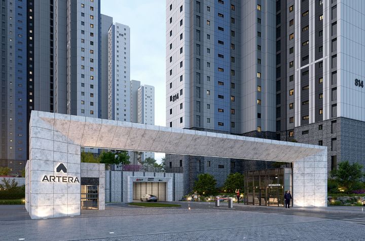 [서울=뉴시스] 금호건설은 3일 신규 주거 브랜드 '아테라'(ARTERA)에 적용하기 위한 '아테라 익스테리어(외관) 디자인' 개발을 완료했다고 밝혔다. 사진은 주출입구 적용 디자인. (사진=금호건설 제공) 2024.07.03 photo@newsis.com *재판매 및 DB금지 *재판매 및 DB 금지