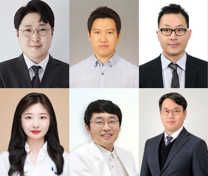 [서울=뉴시스] (왼쪽 상단부터) 성균관대 화학과 이원화 교수, 한국과학기술연구원 김홍남 박사, 한양대학교 생명공학과 박희호 교수, 한국과학기술연구원 김혜림 박사과정, 영남대병원 호흡기내과 안준홍 교수, 서울시립대 생명과학과 김완태 교수 (사진=성균관대 제공) *재판매 및 DB 금지