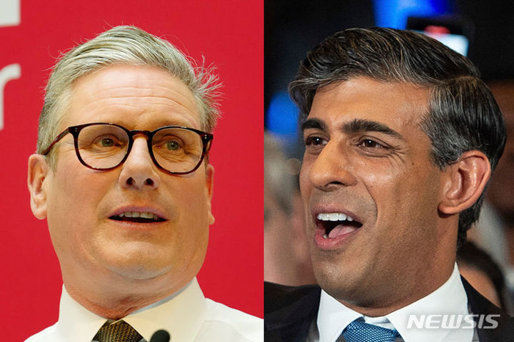 [서울=뉴시스] 키어 스타머(왼쪽) 영국 노동당 대표와 보수당의 리시 수낵 영국 총리. 2024.07.04.