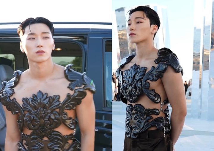 [서울=뉴시스] 그룹 '에이티즈'의 멤버 산(본명 최산)이 이탈리아 밀라노에서 열린 명품 브랜드 패션쇼에서 인종차별을 당했다는 의혹이 제기됐다. (사진=에이티즈 인스타그램 캡처) *재판매 및 DB 금지