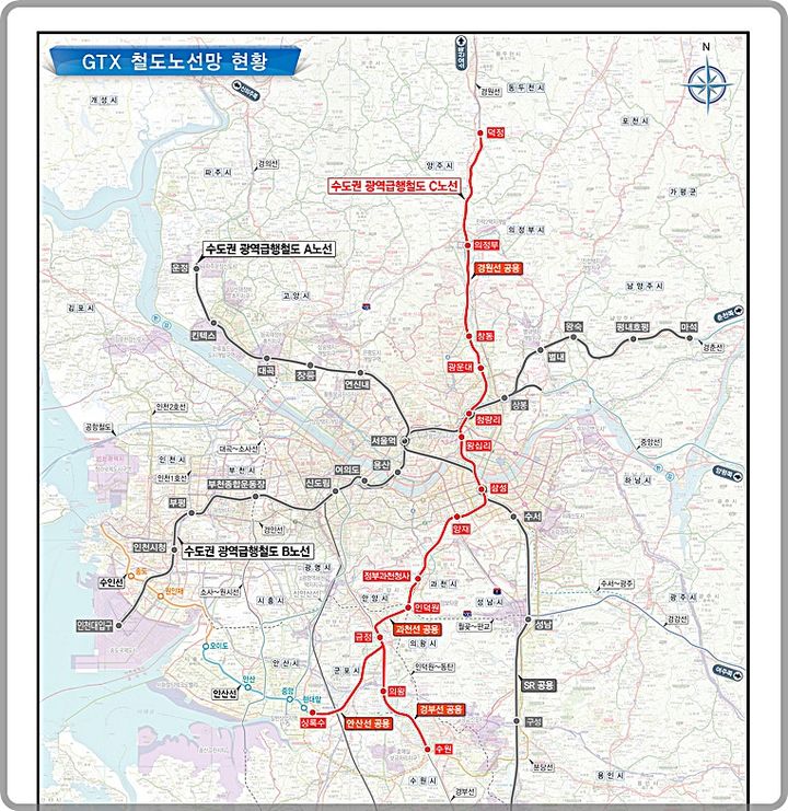 [대전=뉴시스] GTX-C 노선도.(사진=코레일 제공) *재판매 및 DB 금지