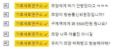 유튜브 채널 가로세로연구소 영상 댓글.(출처 : 온라인 커뮤니티) *재판매 및 DB 금지