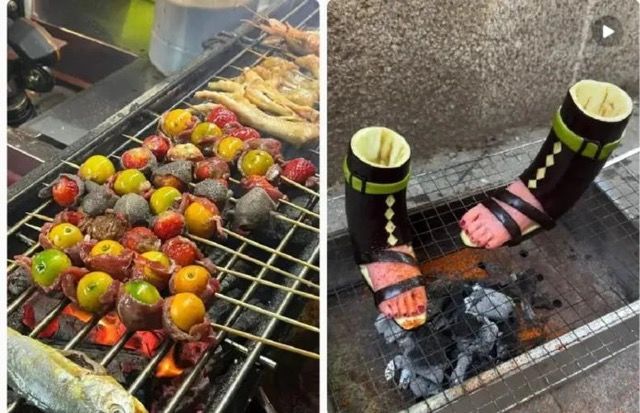 [서울=뉴시스] 14일 홍콩 사우스차이나모닝포스트(SCMP)에 따르면 중국인들의 바비큐 음식에 대한 사랑은 창의성 면에서 새로운 차원에 도달했다. (사진=SCMP 보도 갈무리) *재판매 및 DB 금지