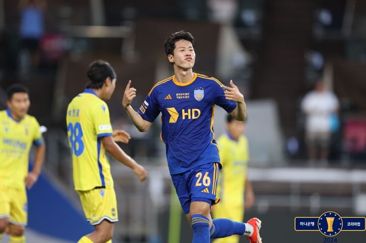 [서울=뉴시스]K리그1 울산 김민준 전역 신고골. (사진=대한축구협회 제공)