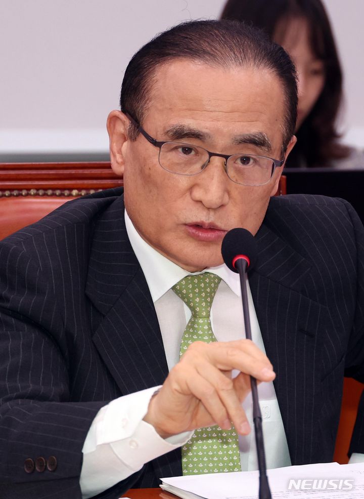 [서울=뉴시스] 조성봉 기자 = 위성락 더불어민주당 의원이 17일 오후 서울 여의도 국회에서 열린 외교통일위원회 전체회의에서 발언을 하고 있다. 2024.07.17. suncho21@newsis.com
