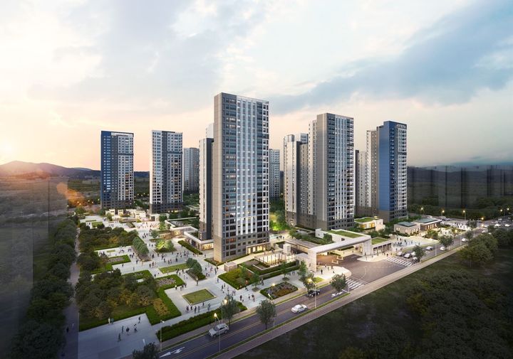 [서울=뉴시스] 금호건설은 19일 한국토지주택공사(LH)가 발주한 '평택고덕 A63블록·A64블록, 오산세교2 A-12블록 통합형 민간참여 공공주택건설사업의 우선협상대상자로 선정됐다고 밝혔다. 사진은 평택고덕 A64블록 투시도. (사진=금호건설 제공) 2024.07.19. photo@newsis.com *재판매 및 DB 금지