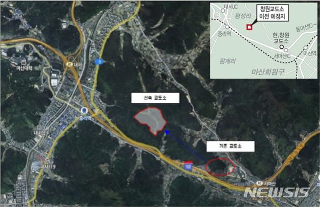 [창원=뉴시스]창원교도소 이전 신축공사 사업 위치도.