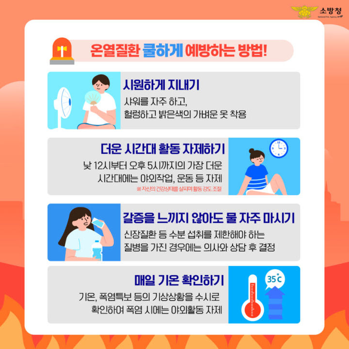 [진주=뉴시스]진주소방서, 여름철 폭염속 온열질환 주의 포스터. *재판매 및 DB 금지