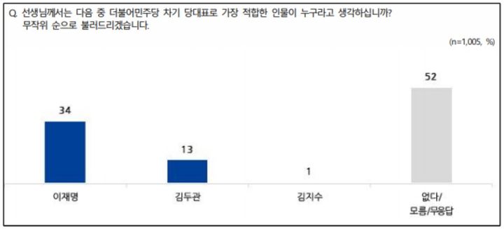 더불어민주당 차기 당대표 적합도 조사 [자료제공=NBS] *재판매 및 DB 금지