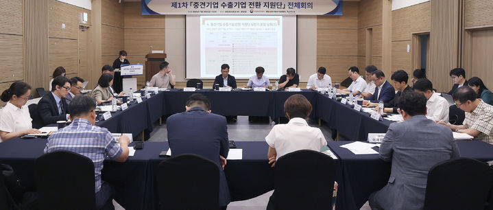 [서울=뉴시스] 고범준 기자 = 26일 서울 마포구 중견기업연합회에서 제1차 중견기업 수출기업 전환 지원단 전체회의가 열리고 있다. (사진=산업통상자원부 제공) 2024.07.26. photo@newsis.com *재판매 및 DB 금지