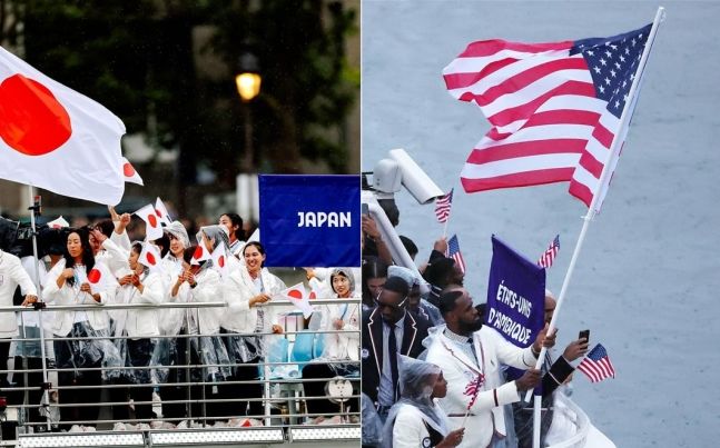 [서울=뉴시스] 공식 계정에 올라온 선수단 사진 중 국기나 선수들의 모습이 제대로 나오지 않은 것은 대한민국 선수단 사진뿐이다(사진= 파리올림픽 인스타그램 갈무리) *재판매 및 DB 금지