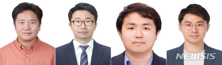 [창원=뉴시스] 한국전기연구원(KERI) 등 국내 전고체전지 연구팀. 왼쪽부터 KERI 하윤철 박사, 경희대 김병곤 교수, 중앙대 문장혁 교수, 부산대 이승기 교수.(사진=KERI 제공) 2024.07.29. photo@newsis.com