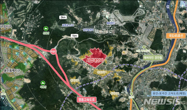 [용인=뉴시스]사업지 위치도(용인시 제공)