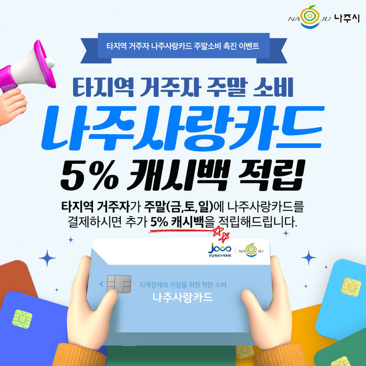 나주사랑카드 타지역 거주자 5% 캐시백 적립 이벤트 진행. (이미지=나주시 제공) photo@newsis.com *재판매 및 DB 금지