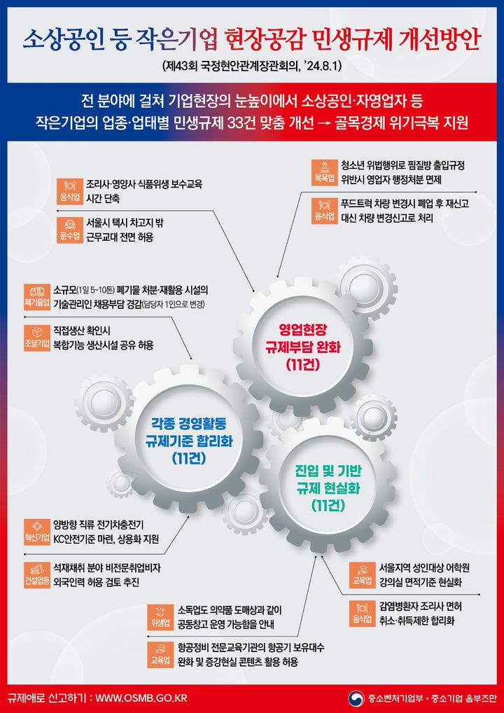 [서울=뉴시스] 작은기업 현장공감 민생규제 개선방안 인포그래픽 (사진=중소기업 옴부즈만 제공) 2024.08.01. photo@newsis.com *재판매 및 DB 금지