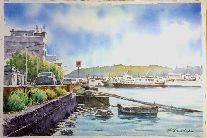 [울산=뉴시스] 울산 남구도시관리공단이 오는 6일부터 9월 1일까지 장생포 고래박물관 3층 전망대 전시실에서 '8개의 미장센, 장생포의 꿈–그립다. 그리다'라는 주제로 특별 전시회를 개최한다. 사진은 이번 전시의 주요 작품 중 하나인 박인섭 작가의 '봄이 오는 장생포'. (사진=울산 남구도시관리공단 제공) photo@newsis.com *재판매 및 DB 금지