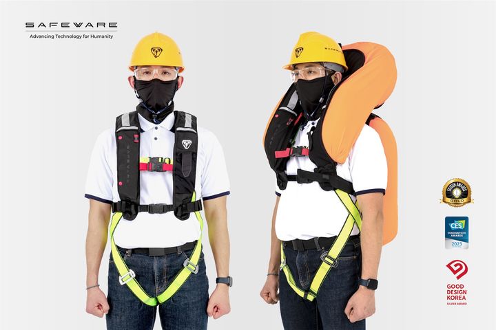 [서울=뉴시스] 세이프웨어의 스마트 추락보호 에어백 C3 (사진=세이프웨어 제공) 2024.08.06. photo@newsis.com *재판매 및 DB 금지