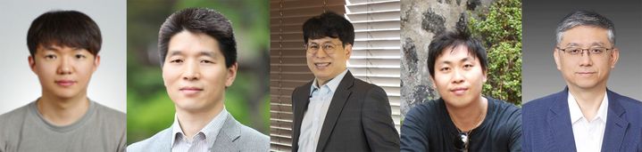 [서울=뉴시스] (왼쪽부터) 구현모 서울시립대 물리학과 박사과정생, 서울시립대 박동수 교수, 박인규 교수, 한국천문연구원 홍성욱 연구원, 중원대 이재원 교수 (사진=서울시립대 제공) *재판매 및 DB 금지