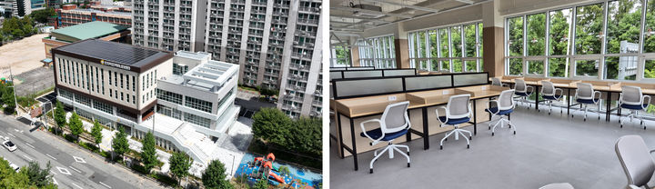 [광주=뉴시스] 광주 북구는 복지·문화·체육 시설을 한 자리에서 향유할 수 있는 '오치 복합 커뮤니티센터'가 오는 12일 문을 연다고 8일 밝혔다. 사진은 커뮤니티센터 안팎 전경. (사진=광주 북구 제공) 2024.08.08. photo@newsis.com *재판매 및 DB 금지